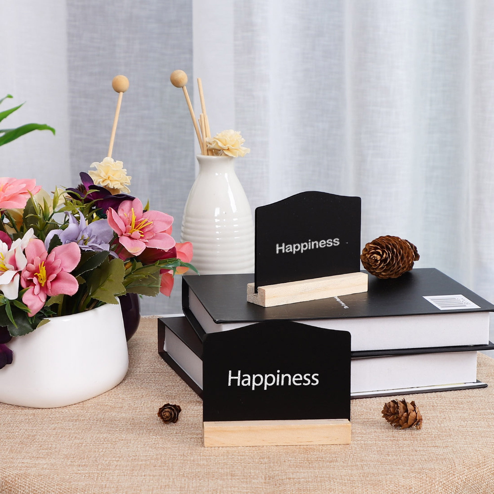 Unique Bargains 20pcs Wood Mini Chalkboard Signs Board with Easel Stand