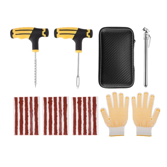 Unique Bargains 21 Pcs Tire Repair Kit Flat Tire Repair Tool to Fix Punctures for Jeep, Car, RV, SUV, UTV, Truck, Motorcycle, Tractor Puncture Repair Set Black