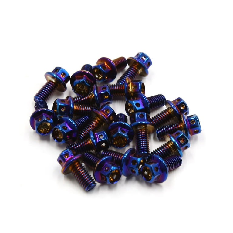 Unique Bargains 21Pcs Colorful Titanium Alloy Motorcycle Hexagon Bolts Screws Fastener M6 x 10mm Walmart