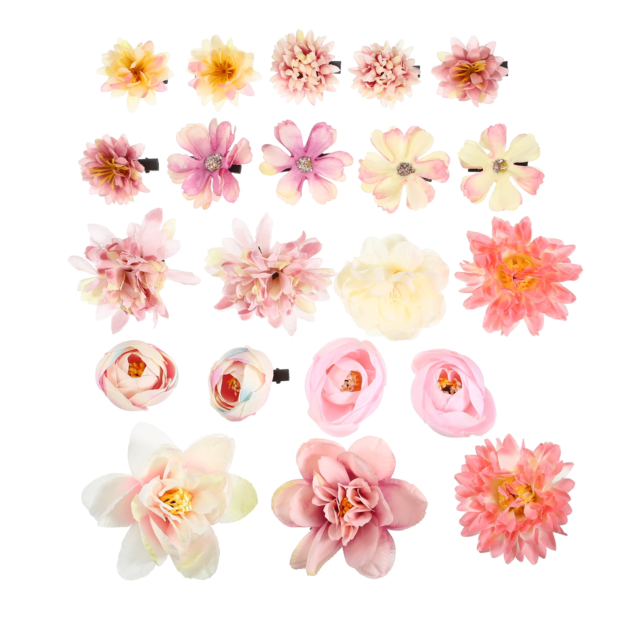 Unique Bargains 21Pcs Flower Hair Clips Flower Hair Barrettes Fake Flowers