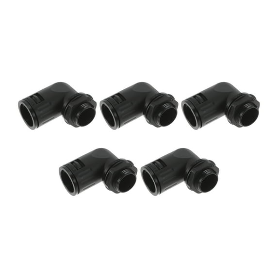 Unique Bargains 21mm / PG13.5 Cable Glands 18.5mm / 0.73" 90 Degree Bellows Joint PA6 Nylon Black 5 Pcs