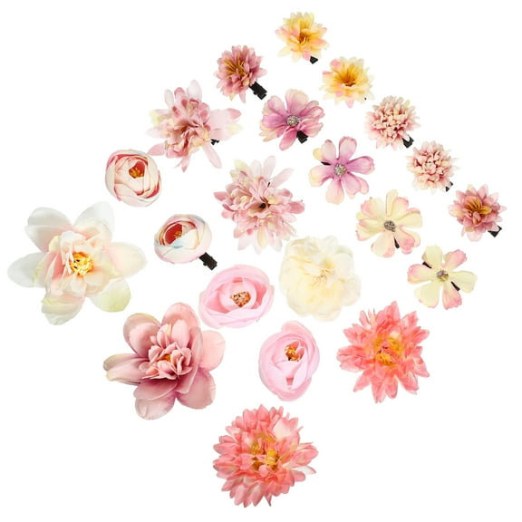 Unique Bargains 21pcs Flower Hair Clips Fake Flowers for Hair Flower Hair Accessories for Women and s Pink