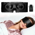 thumbnail image 1 of Unique Bargains 22 Momme Pure Silk Sleep Mask with Travel Pouch 3D Contour Adjustable Blindfold for Side Sleepers Eyelash Protecting for Natural Lashes & Extensions Black, 1 of 7