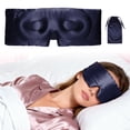 thumbnail image 1 of Unique Bargains 22 Momme Pure Silk Sleep Mask with Travel Pouch 3D Contour Adjustable Blindfold for Side Sleepers Eyelash Protecting for Natural Lashes & Extensions Navy Blue, 1 of 7