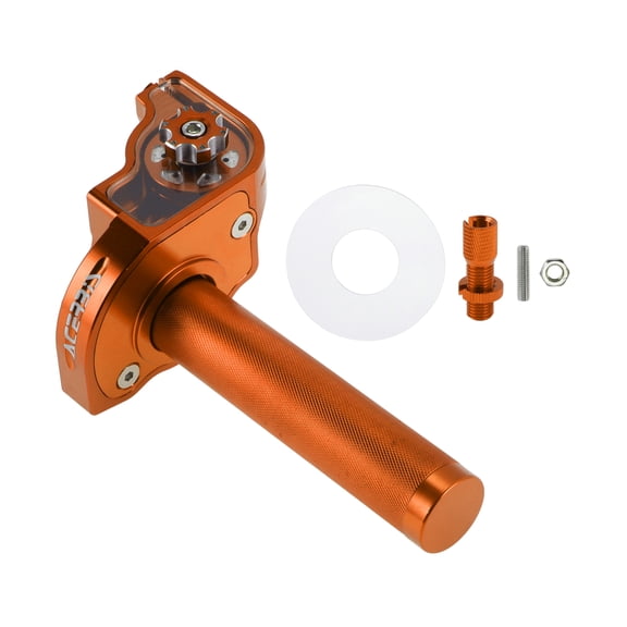 Unique Bargains 22mm Throttle Grip with 1 Orange M10 Adjustment Screw CNC Aluminum Alloy Motorcycle Throttle Grip for 7/8" 22mm Handlebar Orange