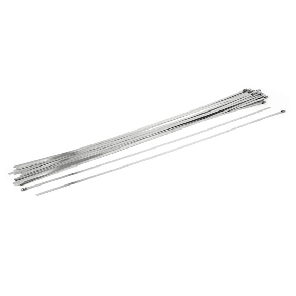 Unique Bargains 24 Inches 304 Stainless Steel Locking Cable Zip Ties Silver Tone 25pcs