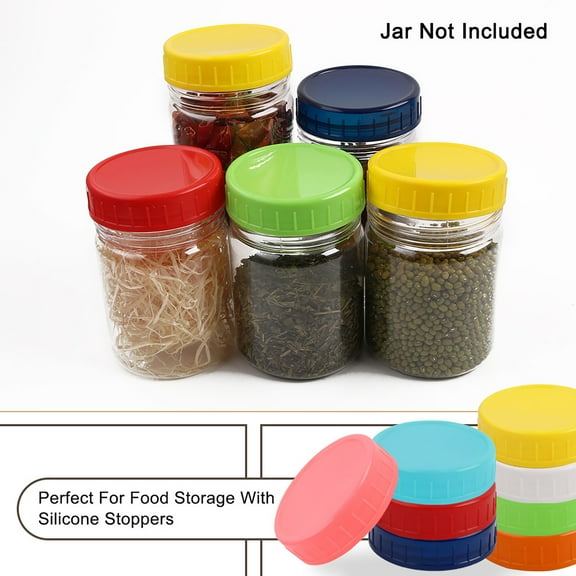 Unique Bargains 24 Pcs Plastic Mason Jar Lids Regular Mouth Mason Canning Jars Lid Top Food Storage