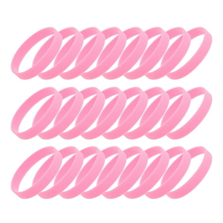 Unique Bargains 24 Pcs Solid Silicone Bracelets for Sports Pink