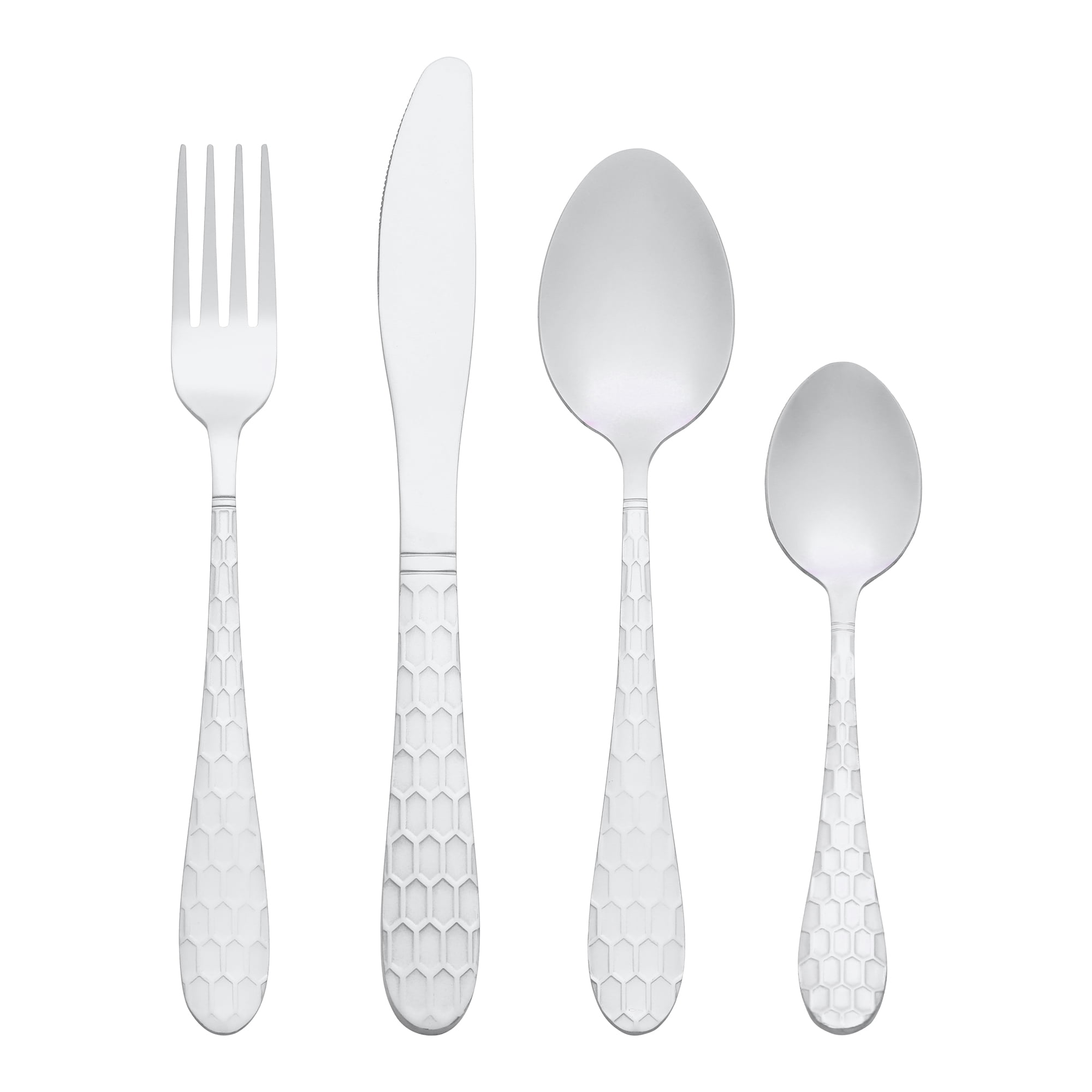 Unique Bargains 24 Pcs Stainless Steel Flatware Set Mirror Polished Cutlery Silver