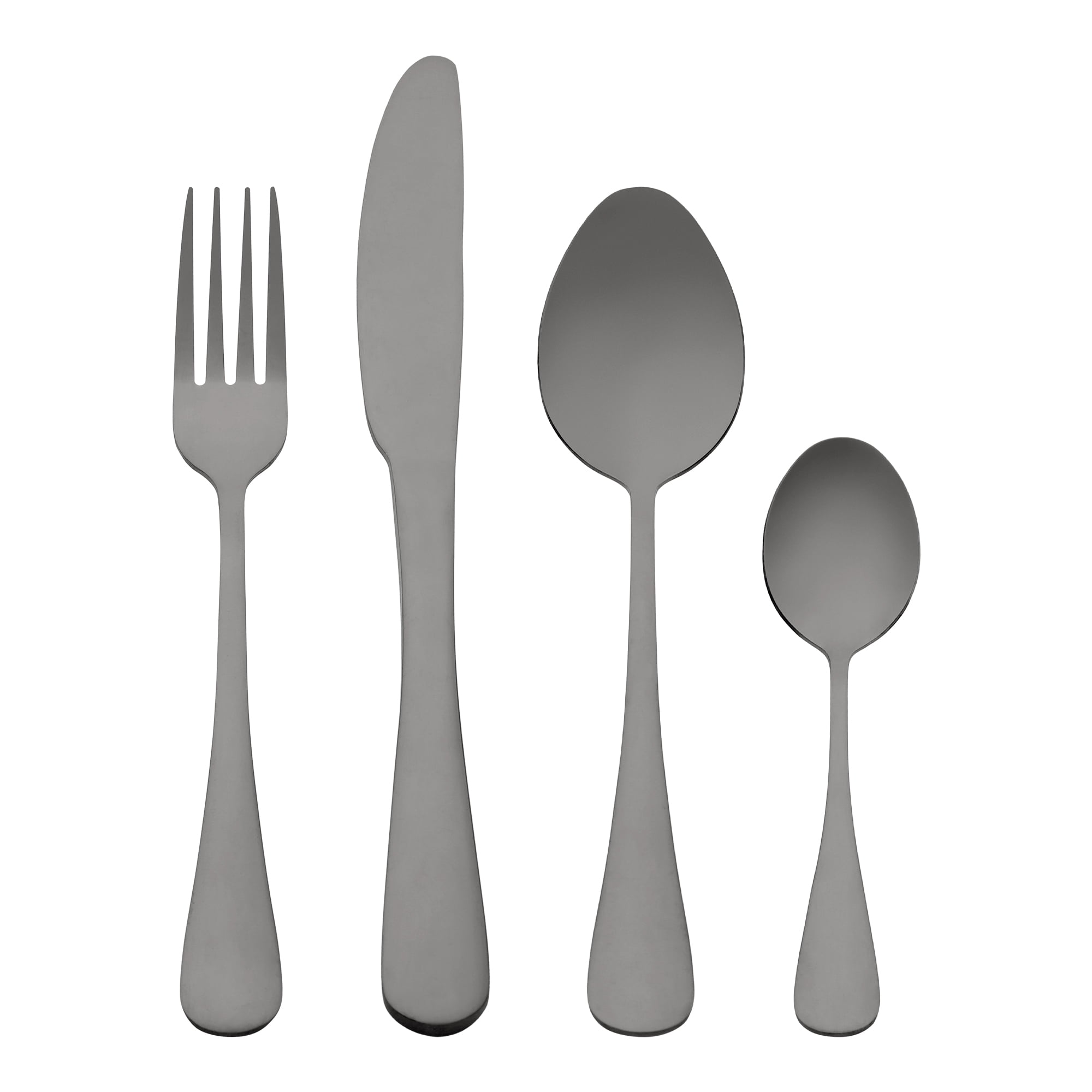 Unique Bargains 24 Pcs Stainless Steel Flatware Set with Supporting Shelf Black