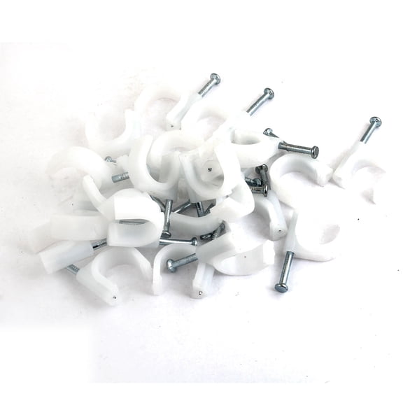 Unique Bargains 24 Pcs U Shape Plastic Circle Nail Clips for 20mm Dia Cable