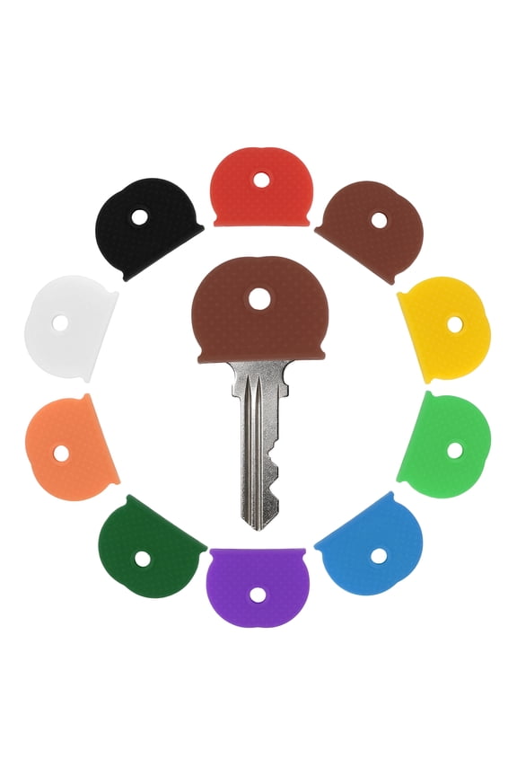 24 Pcs U-shaped Key Covers Caps for Flat Key Head Brown Silicone