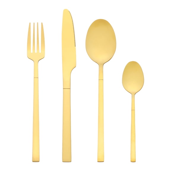 Unique Bargains 24 Piece Silverware Set Stainless Steel Flatware Set for 6 Gold