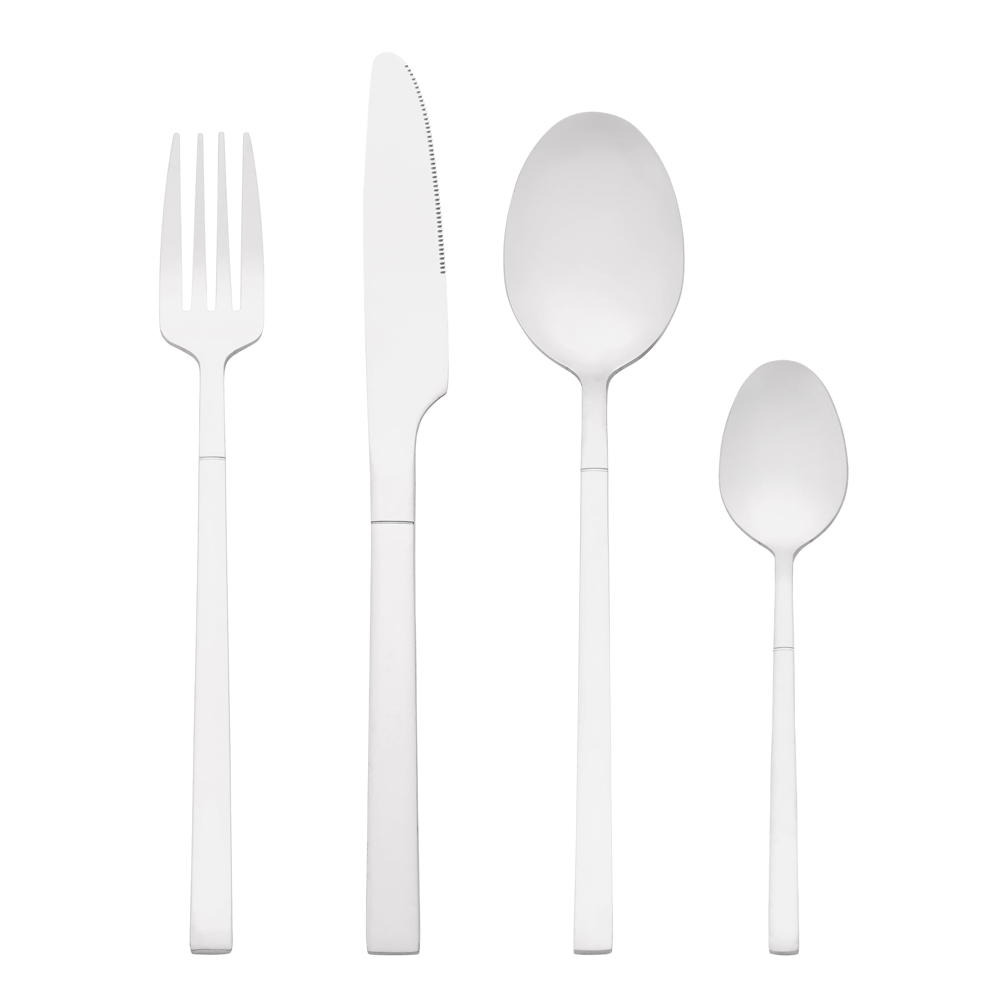 Unique Bargains 24 Piece Silverware Set Stainless Steel Flatware Set for 6 Silver