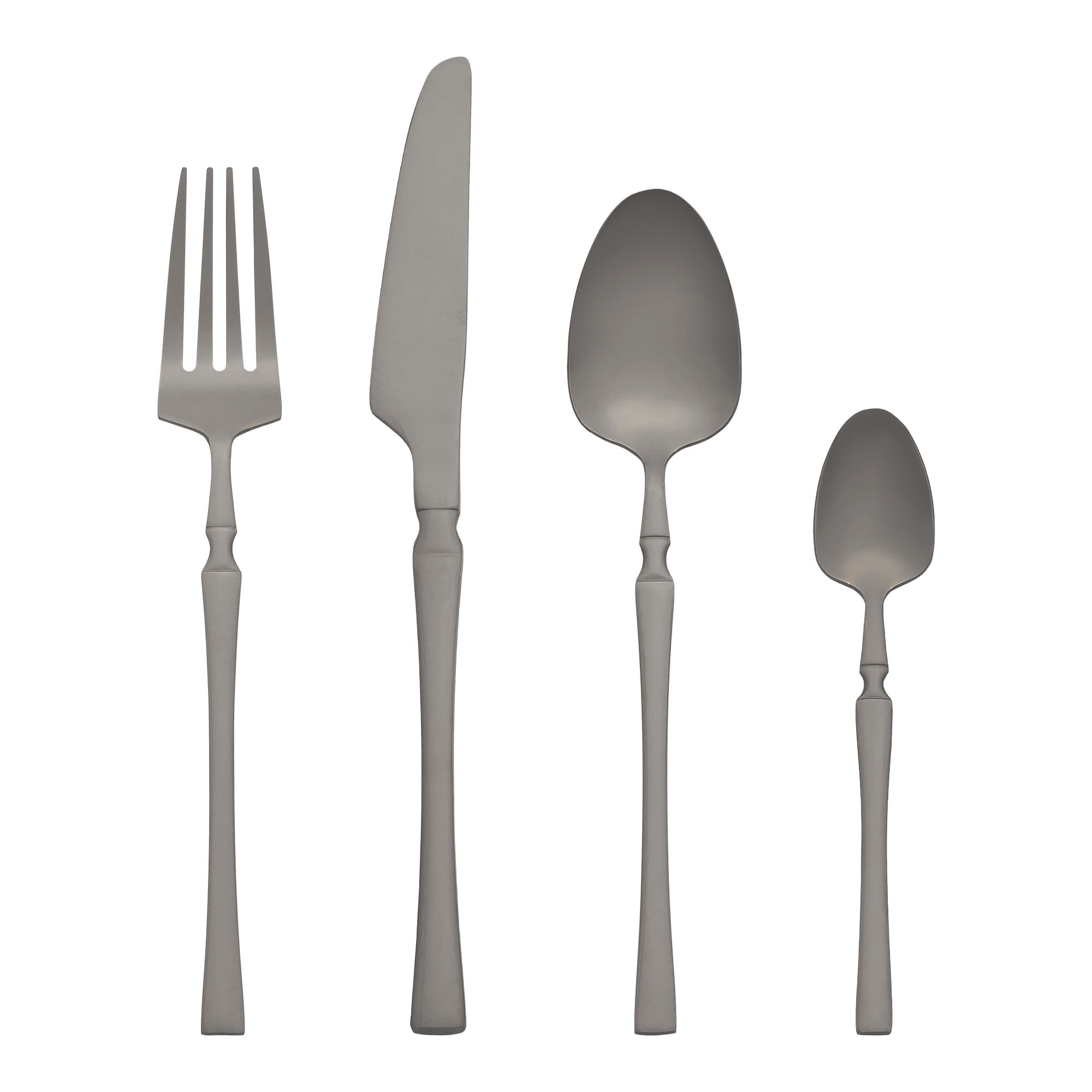 Unique Bargains 24 Pieces Silverware Set Stainless Steel Serving Utensils Set Black