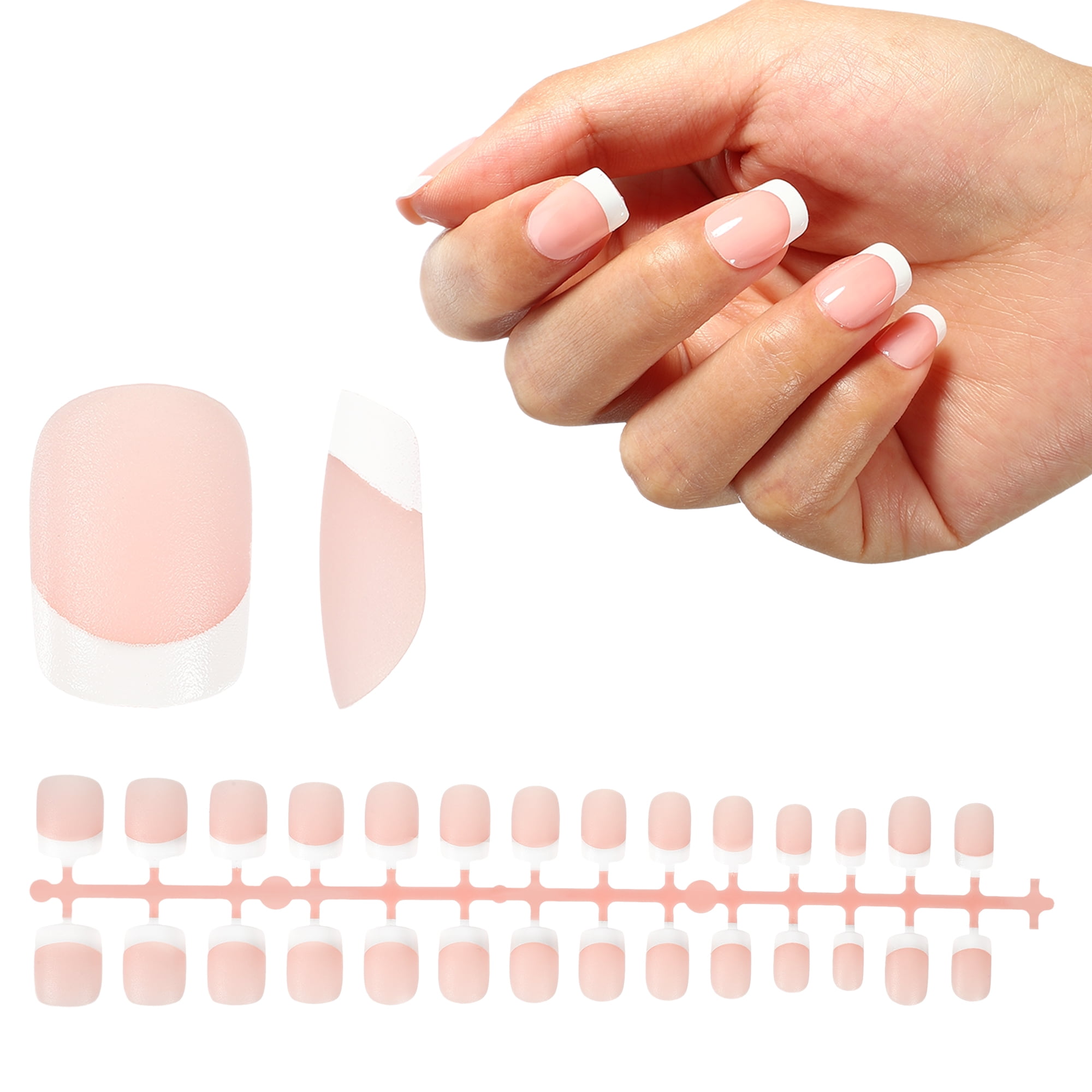 Unique Bargains 240pcs French Gel Nail Tips Short Square French Tip