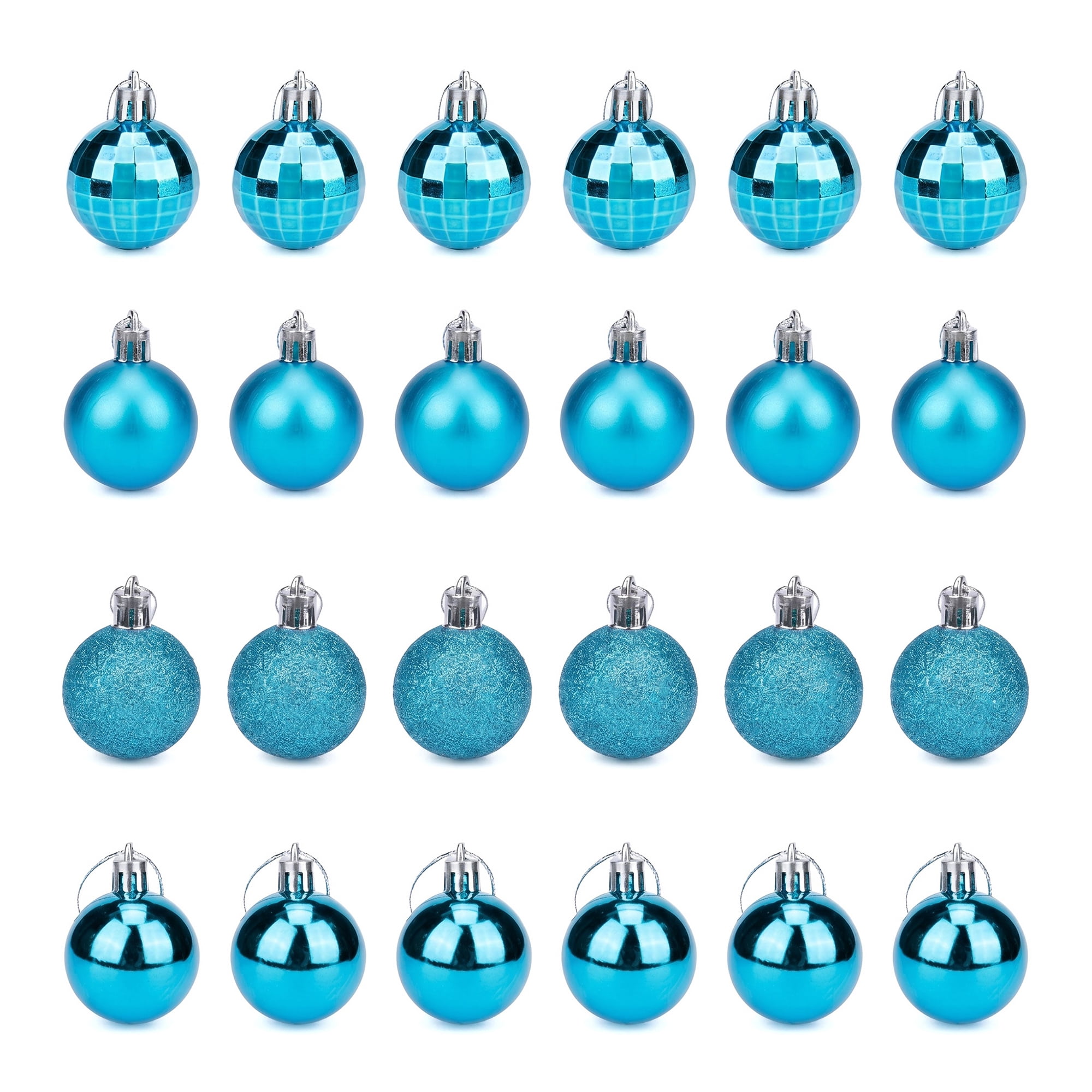 Unique Bargains 24Pcs Christmas Hanging Baubles Shatterproof Ornaments Light Blue 1.6"