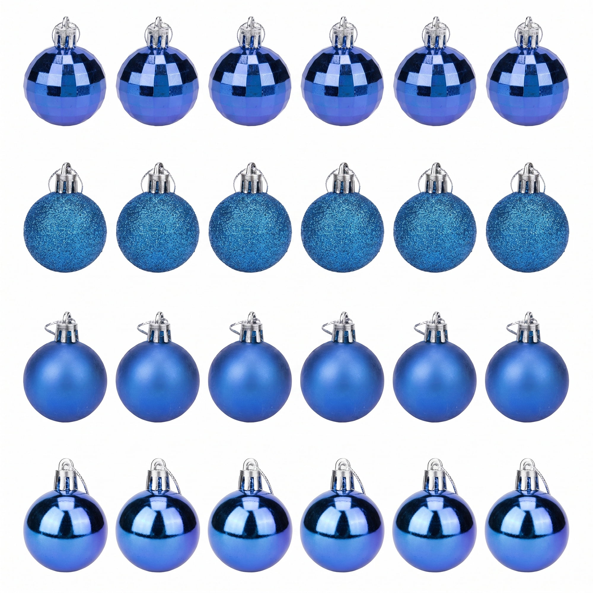 Unique Bargains 24Pcs Christmas Tree Hanging Baubles Shatterproof Ornaments Blue 1.6"