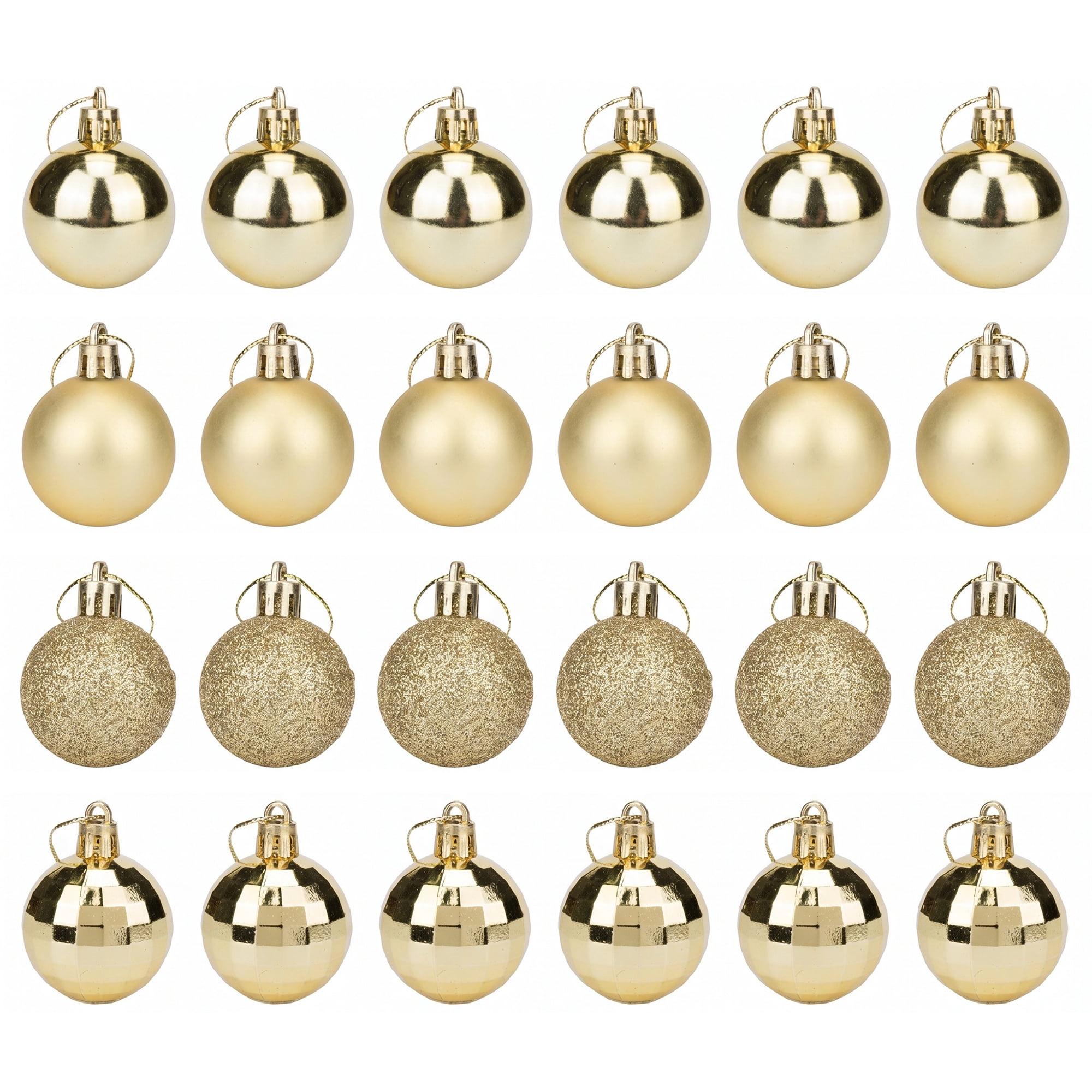Unique Bargains 24Pcs Christmas Tree Hanging Baubles Shatterproof Ornaments Gold 1.6"
