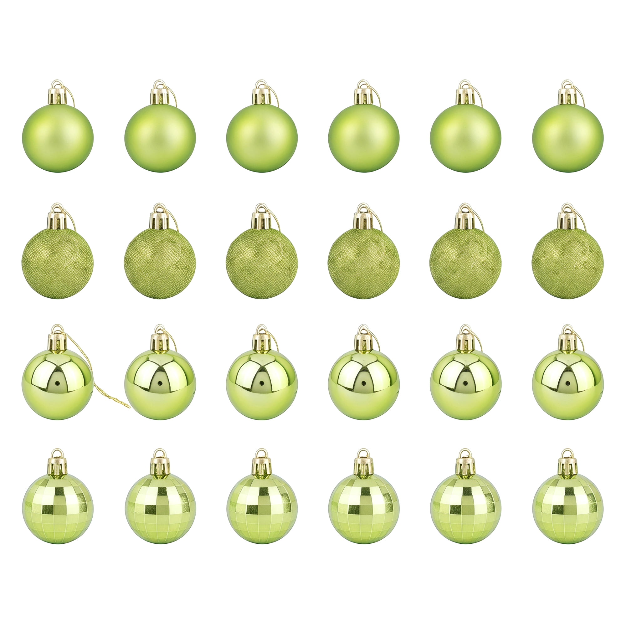 Unique Bargains 24Pcs Christmas Tree Hanging Baubles Shatterproof Ornaments Green 1.6"