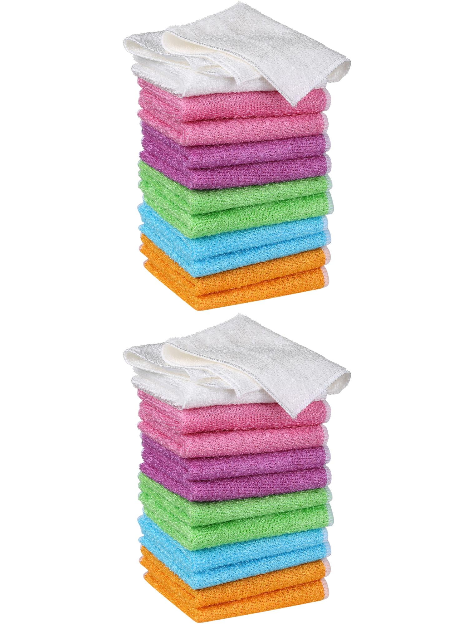Unique Bargains 24pcs Soft Kitchen Dish Cloths Absorbent Dish Towels Multi 7" x 9"
