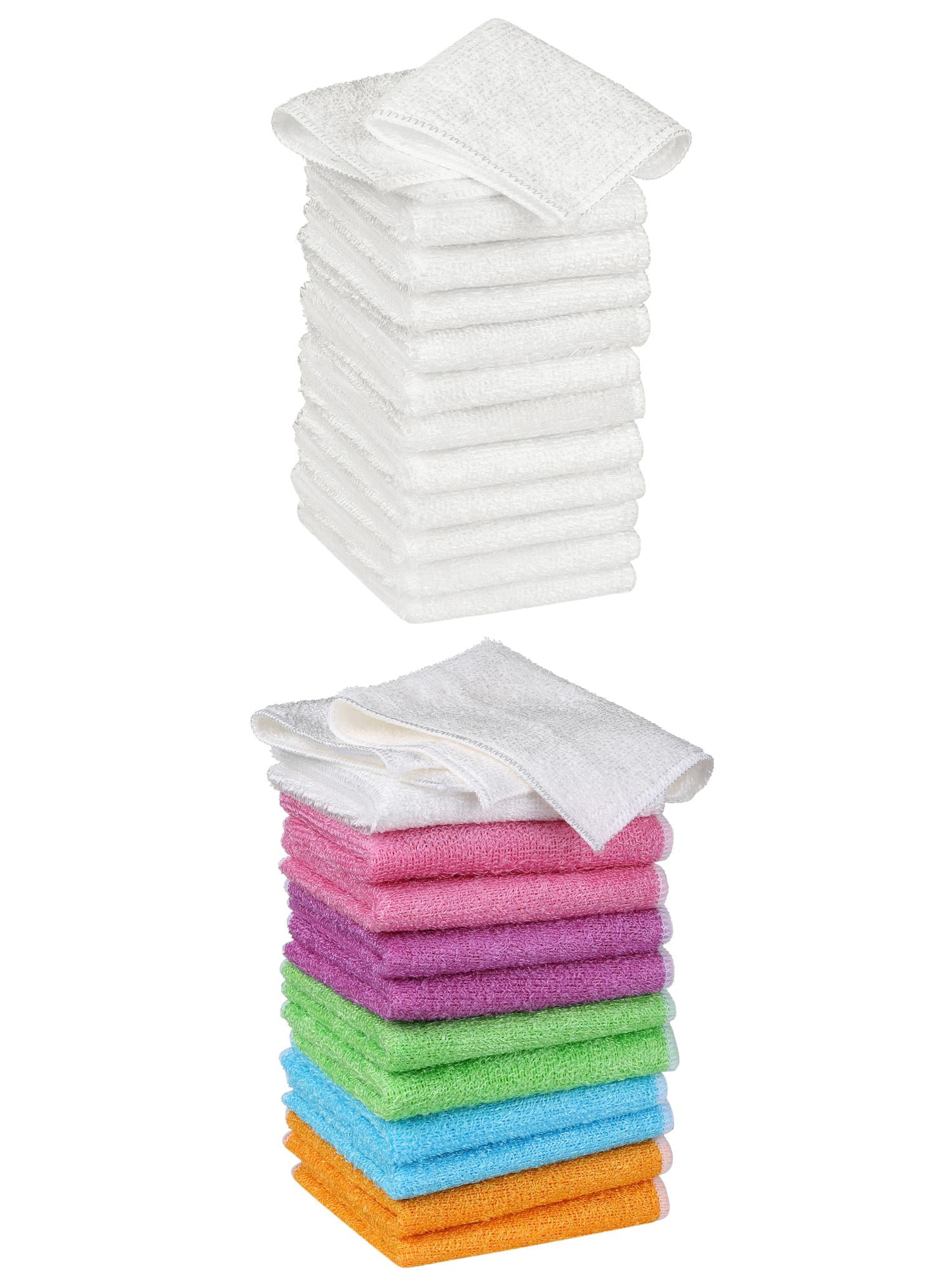 Unique Bargains 24pcs Soft Kitchen Dish Cloths Absorbent Dish Towels White Multi 7" x 9"
