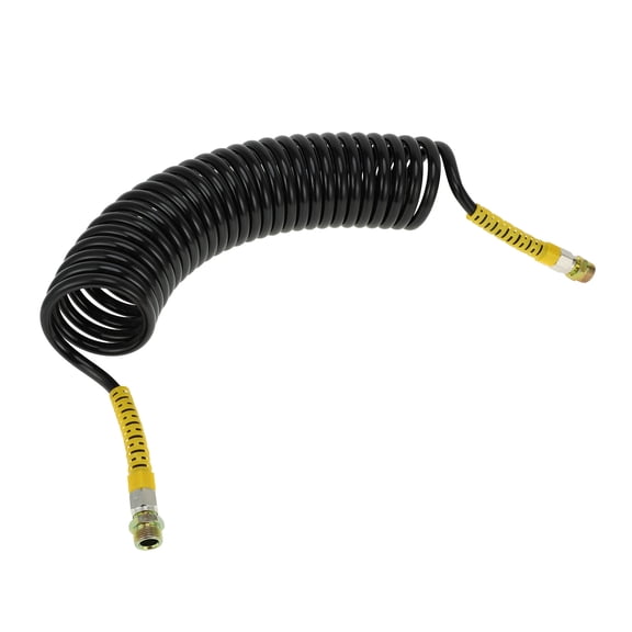 Unique Bargains 25 Circle Air Brake Hose Oil Cooler Coiled Short Tail Line Brake Coil Cable for Trucks Tractors Assembly with M22x1.5 NPT Fitting PU Iron Red 24.5FT