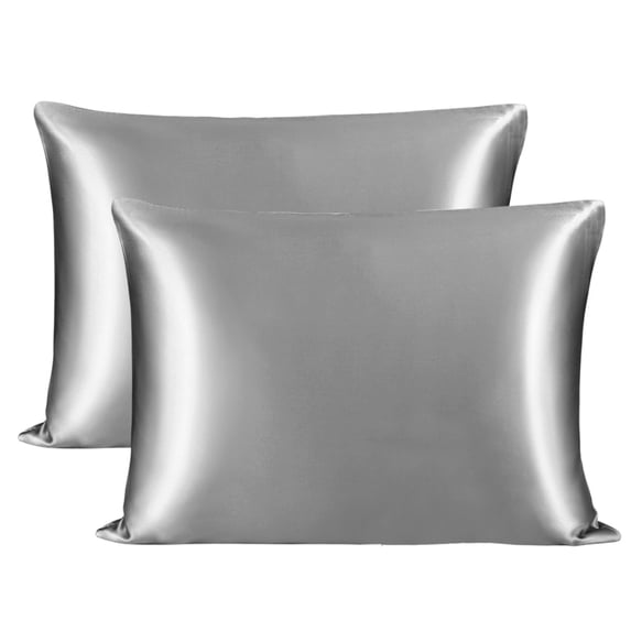 Unique Bargains 2-Pack 25 Momme Mulberry Silk Pillowcases, Standard, Silver Grey
