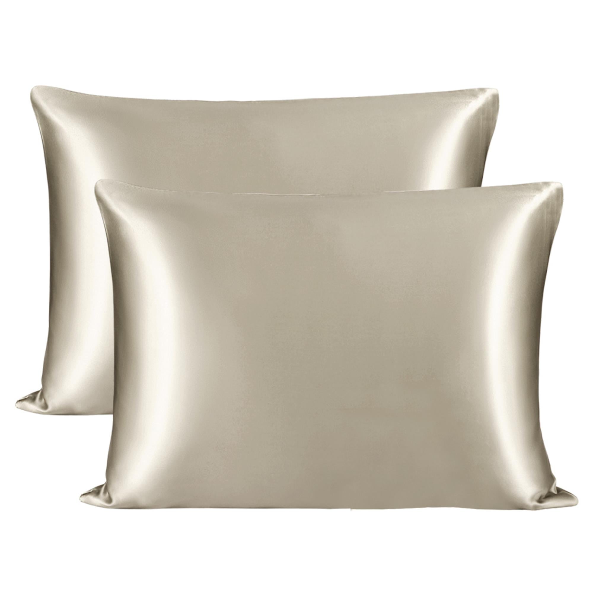 Unique Bargains 2-Pack 25 Momme Mulberry Silk Pillowcases, Standard, Taupe