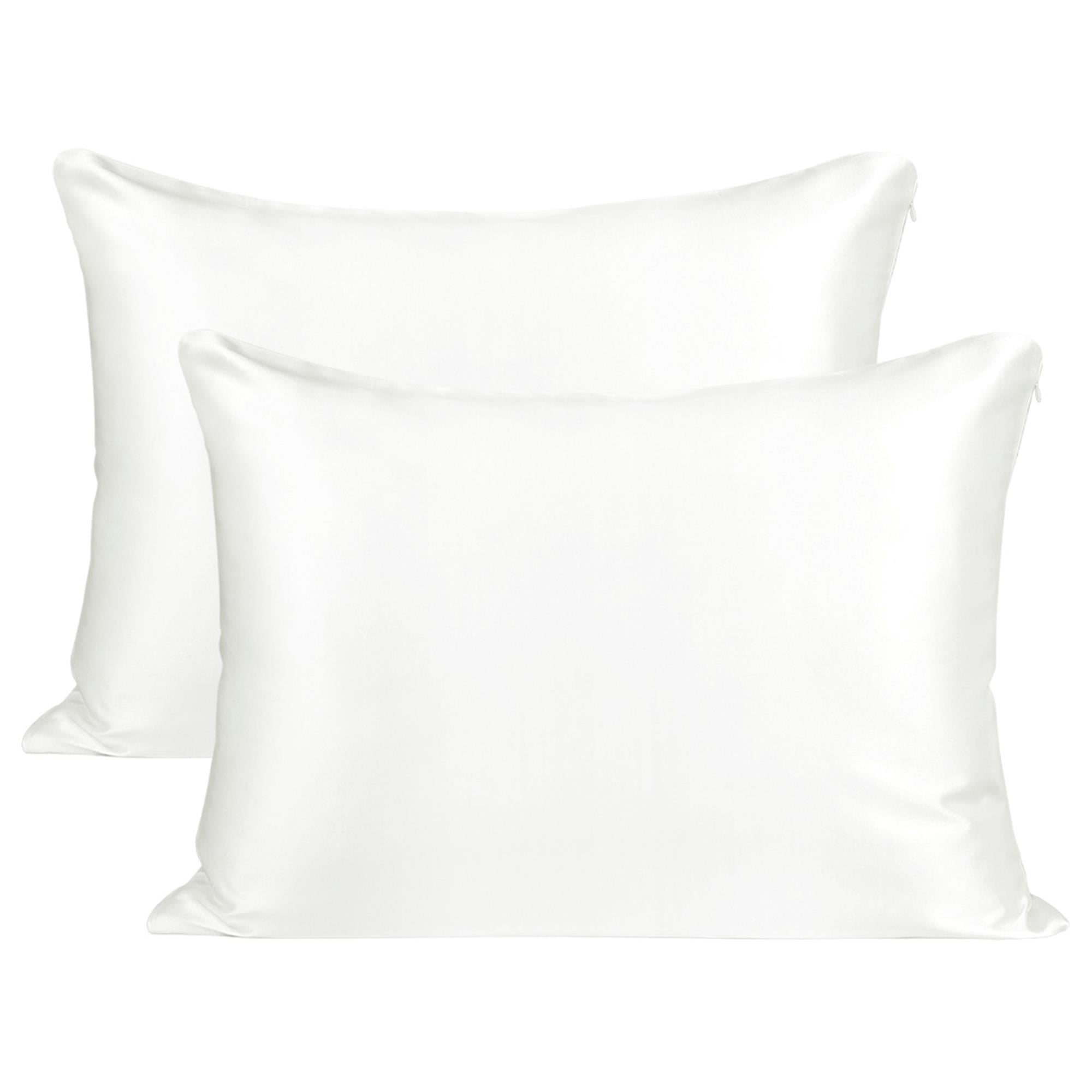 Unique Bargains 2-Pack 25 Momme Mulberry Silk Pillowcases, King, White