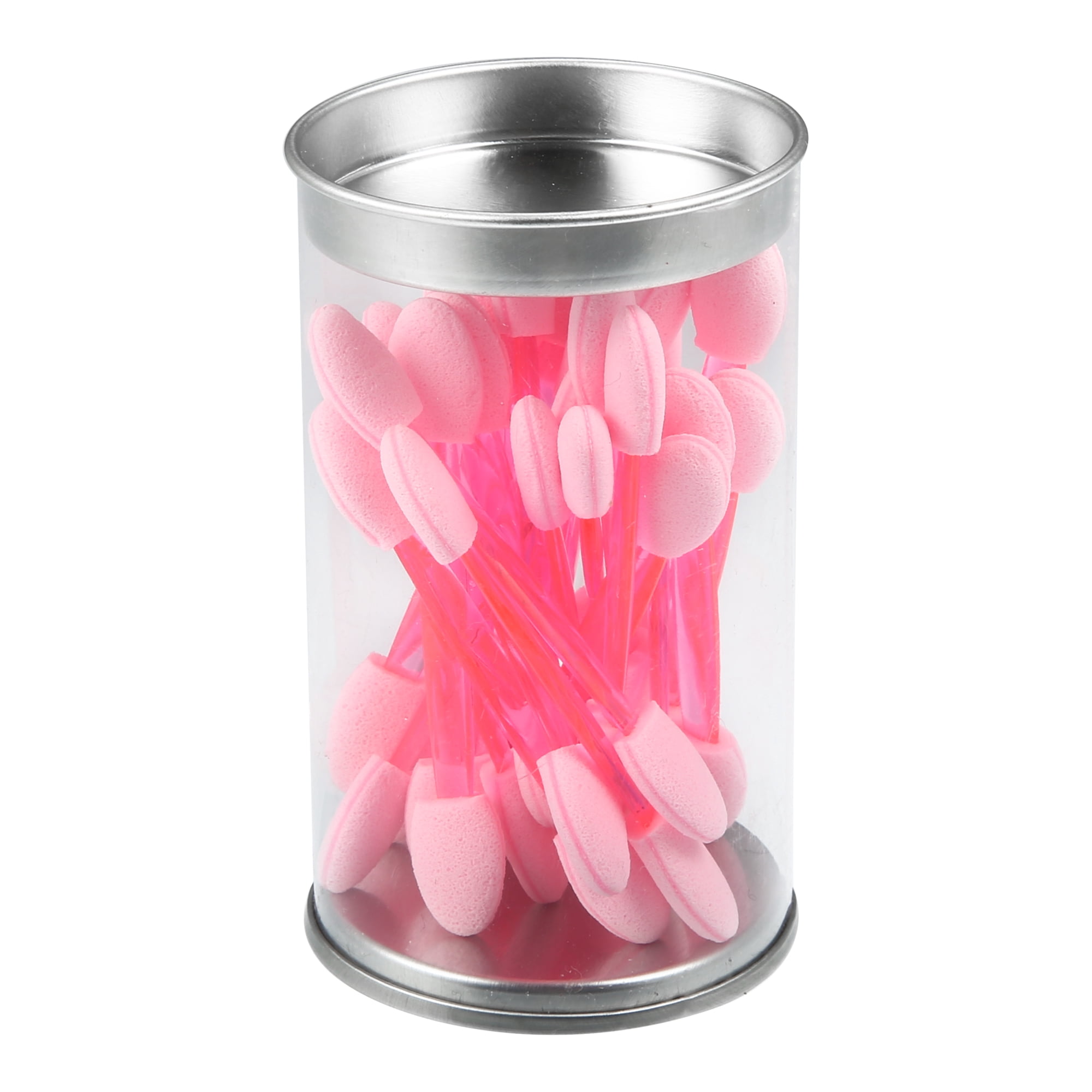 Unique Bargains 25 Pcs Dual Sides Eye Shadow Sponge Applicators with Container Pink
