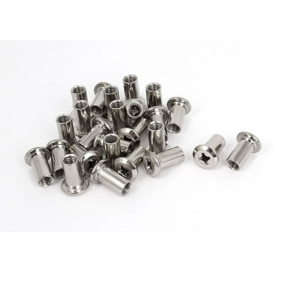 Unique Bargains 25 Pcs M6x17mm Rivet  Head Socket Dowel  Nuts Furniture Fittings