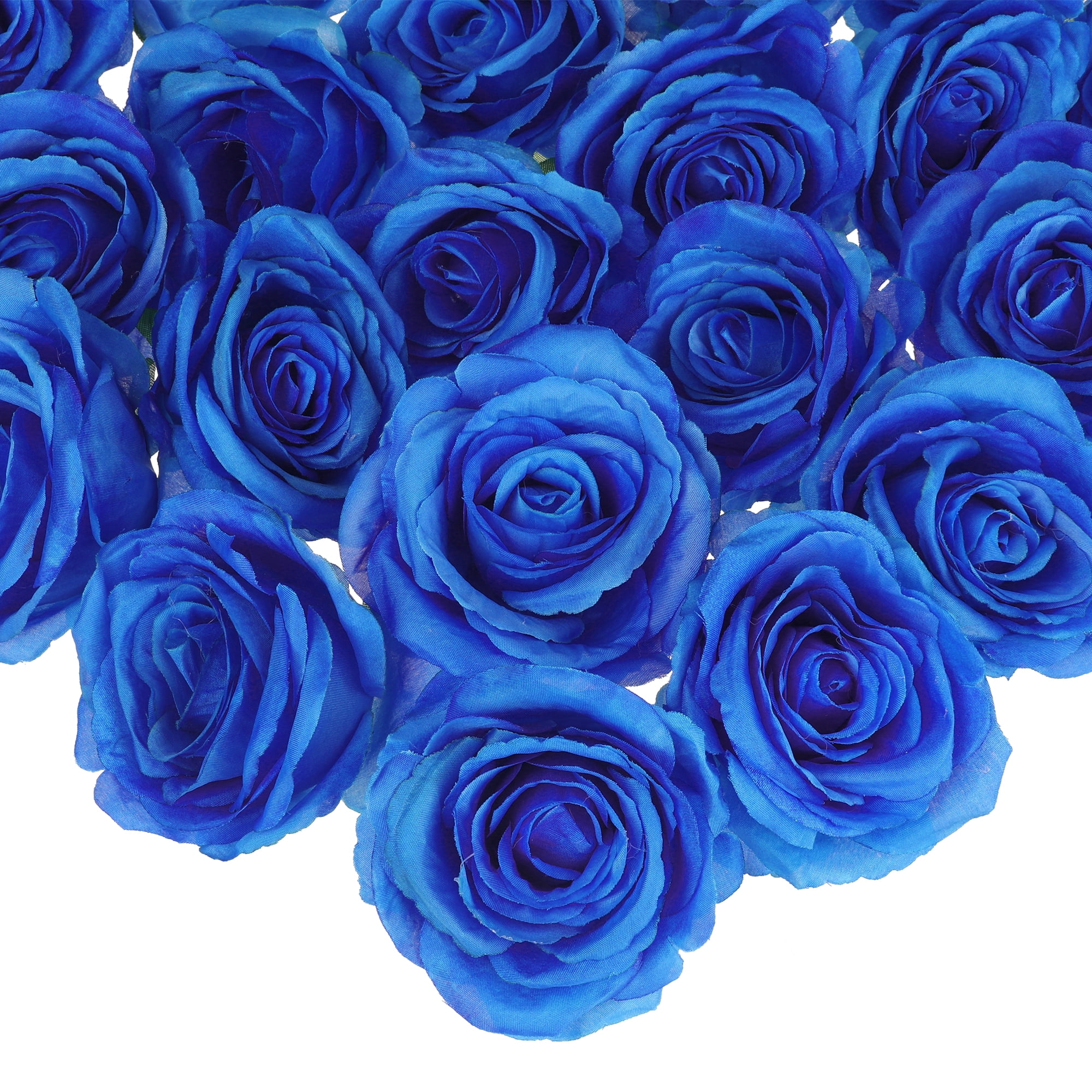 Unique Bargains 25 Pcs Roses Artificial Flowers Silk Fake Roses Blue