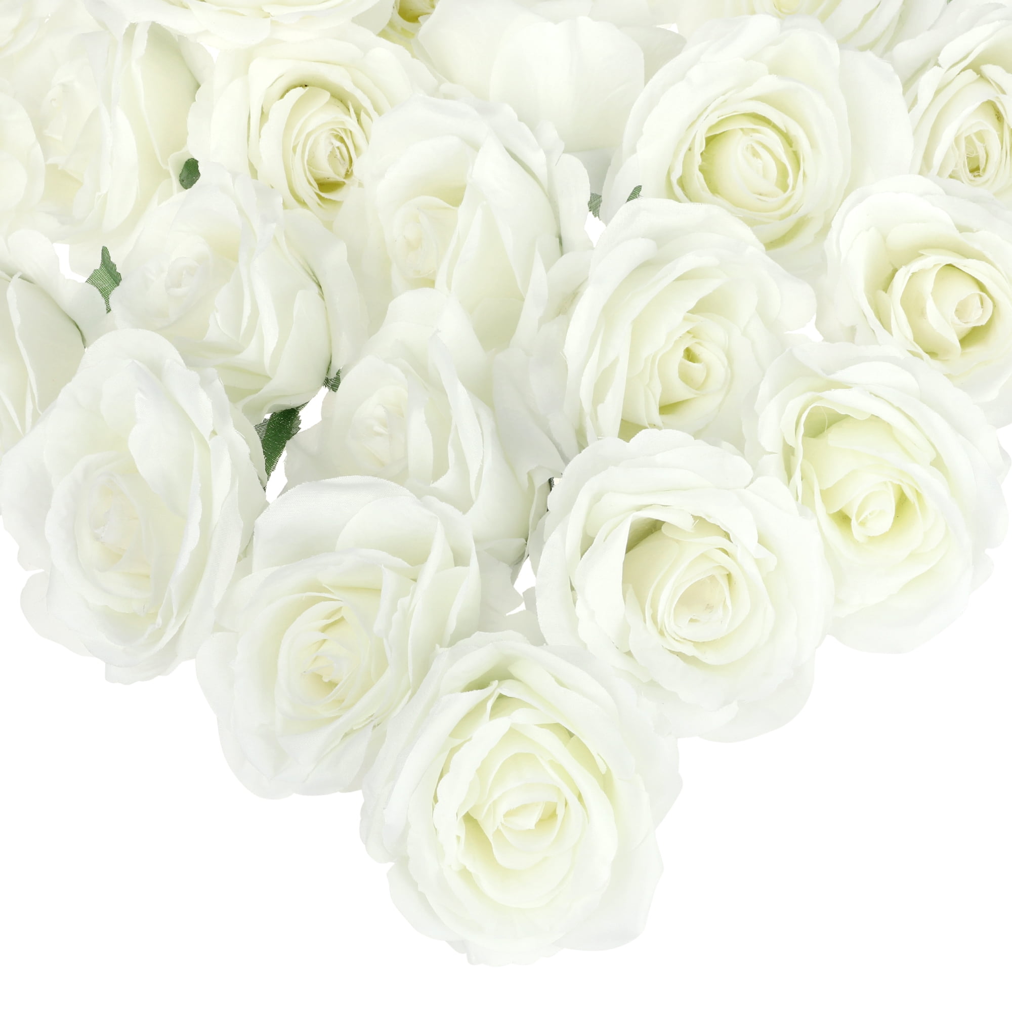 Unique Bargains 25 Pcs Roses Artificial Flowers Silk Fake Roses White