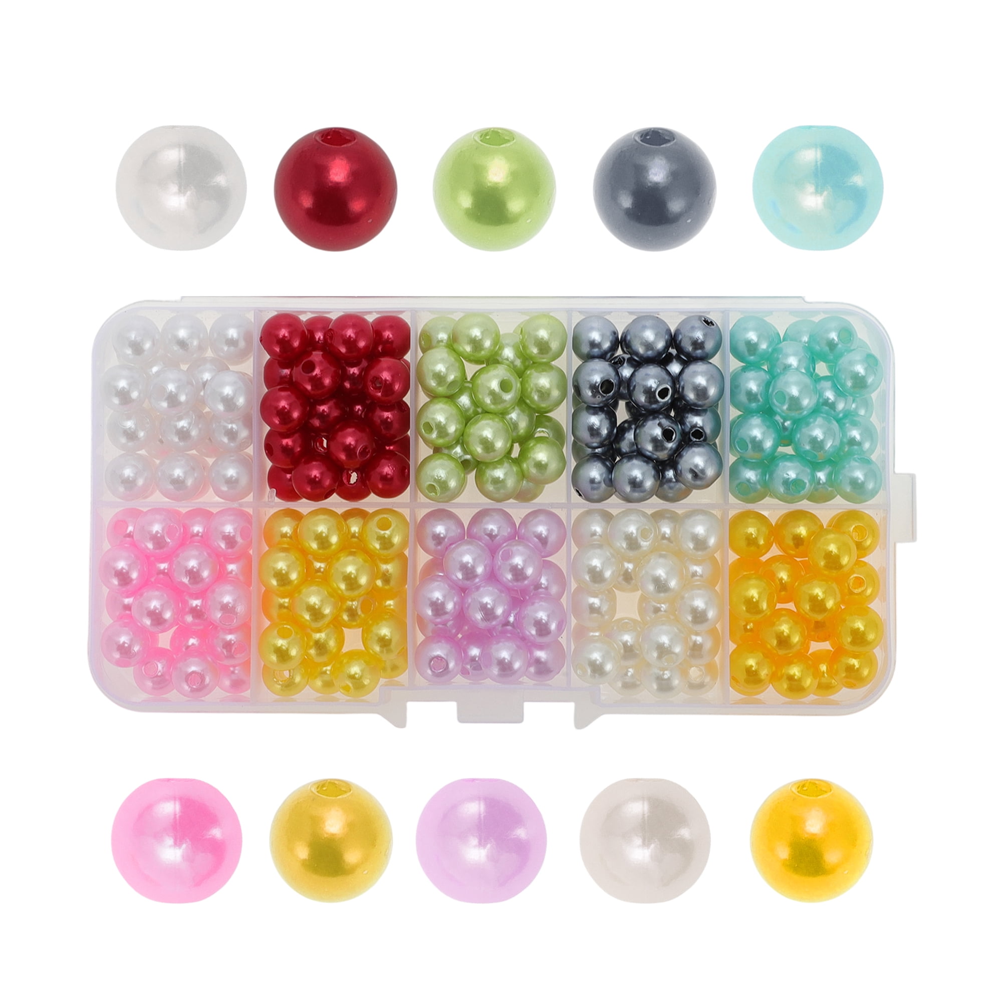 Unique Bargains 250 Pcs 8mm Round ABS Beads for Bracelets Jewelry Making Assorted Color