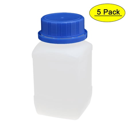 Unique Bargains 250ml HDPE Screw Cap Wide Mouth Square Reagent Storage Bottle White 5pcs