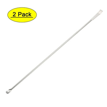 Unique Bargains 250mm 2 in 1 Double Head Stainless Steel Micro Lab Sampling Spoon 2 Pack