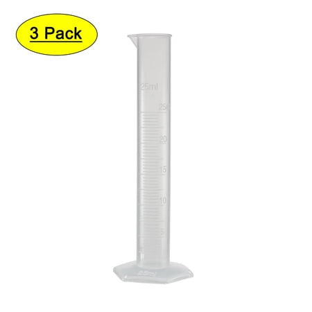Unique Bargains 25ml Laboratory Graduated Cylinder Plastic Clear White 3Pcs
