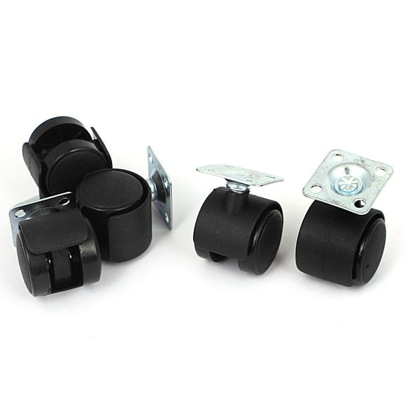 Unique Bargains 25mm 1" Dia Plastic Wheel Metal Top Plate Swivel Ball Bearing Casters 5Pcs Black