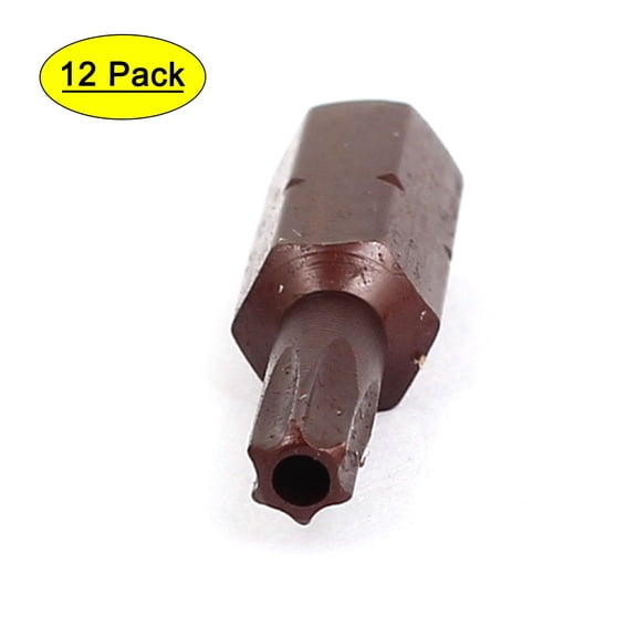 Unique Bargains 25mm Length 1/4" Hex Shank Magnetic T20 Torx Security Screwdriver Bits 12 Pcs