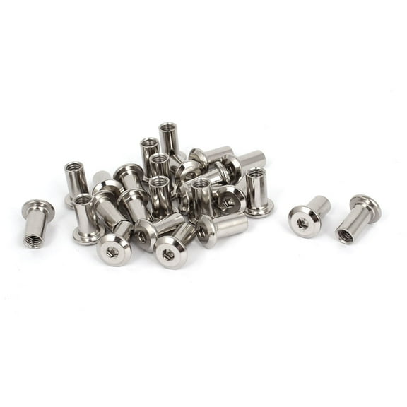 Unique Bargains 25pcs 18mm Long M6 Rivet Hex Socket Head Cap Screw Nut Furniture Hardware