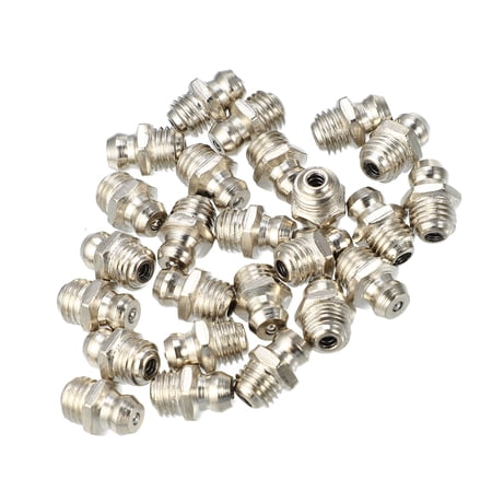 Unique Bargains 25pcs M8x1 Car Grease Nipple Fitting Straight 180 Degree Angle Nickel Plated Steel Grease Zerk Adapter