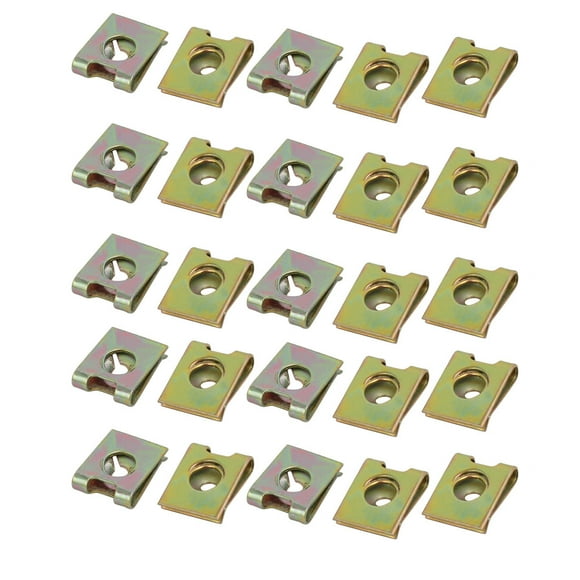 Unique Bargains 25pcs Spring Steel Speed Fastener U Nut Brass Tone for M3 / ST3.0 Screw Bolt