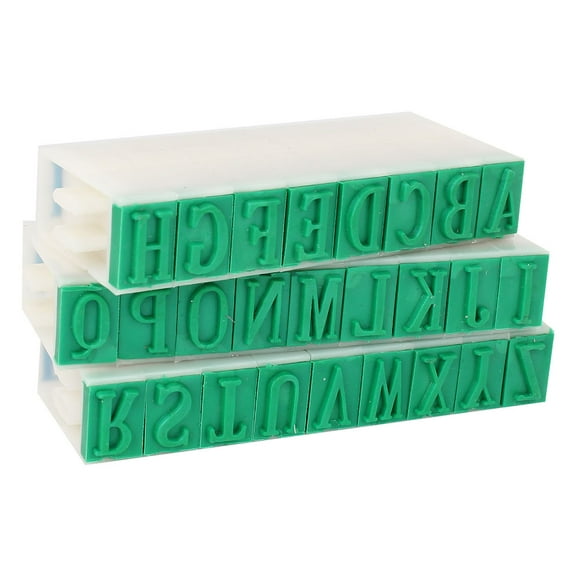 Unique Bargains 26 Letters Plastic Rubber Detachable Alphabet Stamp Educational Stationery White Green