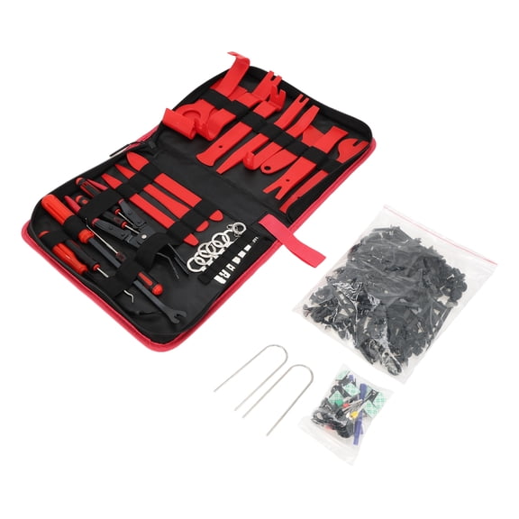 Unique Bargains 260 Pcs Auto Trim Removal Tool Car Pry Tooling Door Panel Removal Tool for Car Panel Dashboard Window Trim Audio Radio Tire Valve Repair Red
