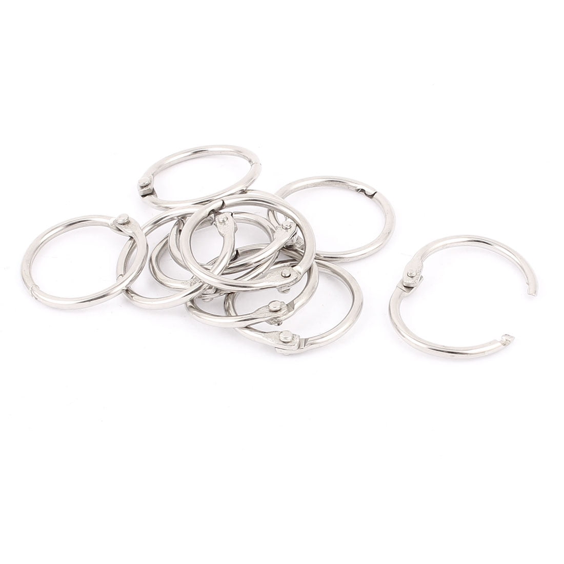 Unique Bargains 26mm Inner Dia Keyrings Style Metal Loose Leaf Rings Silver Tone 10 Pcs