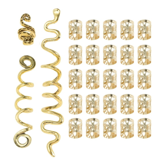 Unique Bargains 28 Hair Cuffs Dreadlock Hollow Snake-shaped Dreadlock Hair Clips Gold Tone
