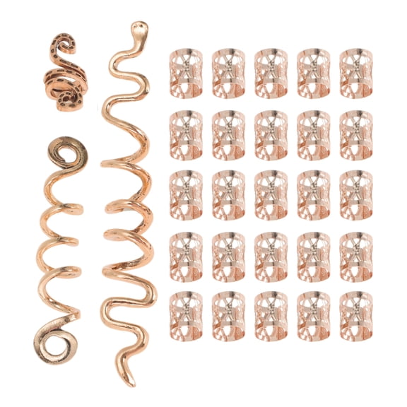 Unique Bargains 28 Hair Cuffs Dreadlock Hollow Snake-shaped Dreadlock Hair Clips Rose Gold Tone