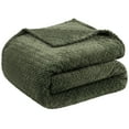 thumbnail image 1 of Unique Bargains 280GSM Flannel Fleece Throw Bed Blanket, 59" x 78", Army Green, 1 of 8