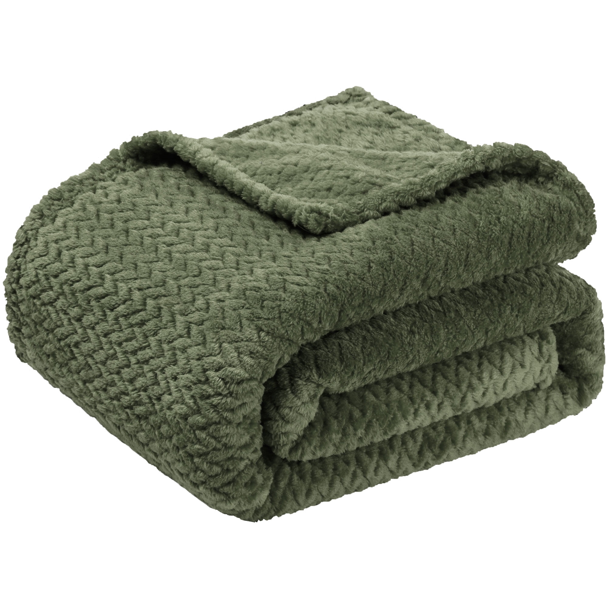 Unique Bargains 280GSM Flannel Fleece Throw Bed Blanket Army Green 50